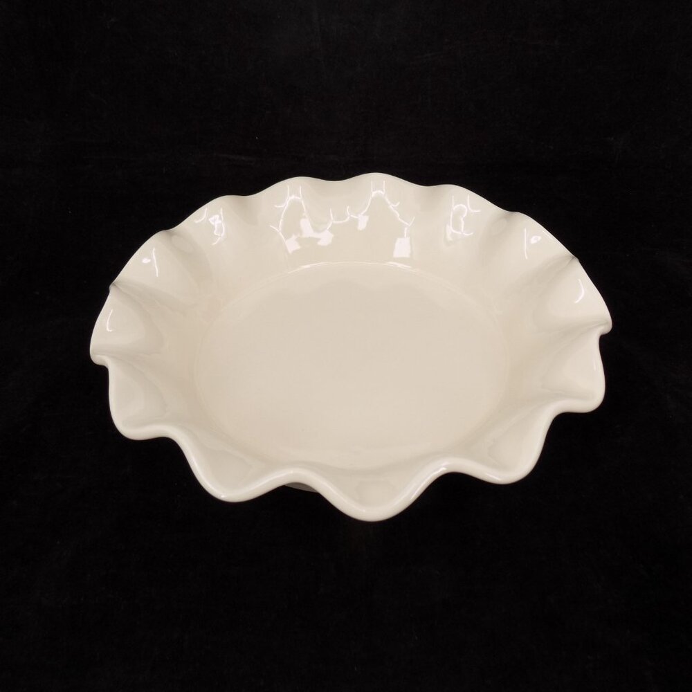 Ashland Thanksgiving Off White Ceramic Ruffled Rim Deep Dish Crimped Pie Plate